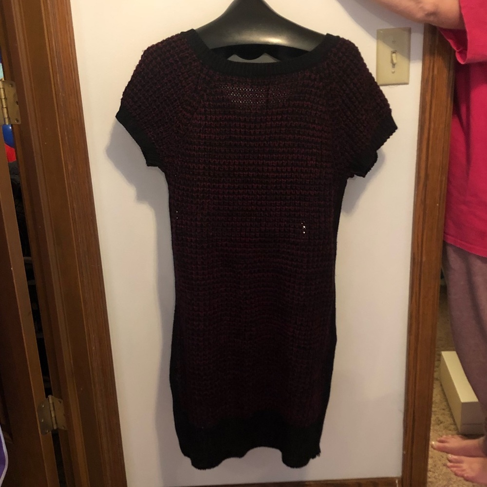 Extra Touch Crocheted Red And Black Dress
